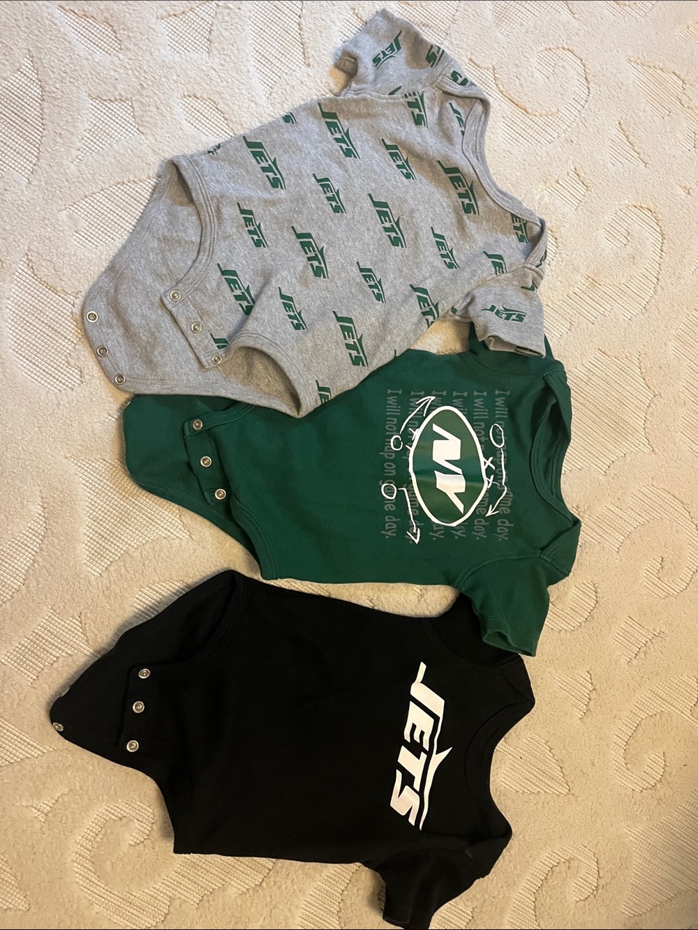 New York Jets Baby Onesie Set - Green, Gray, Black